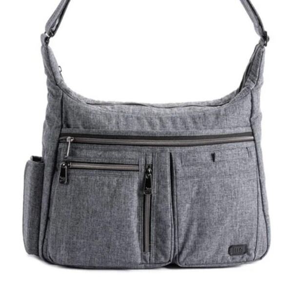 Lug Double Dutch Crossbody Bag Heather Grey RFID Water Bottle Slot - Picture 9 of 9